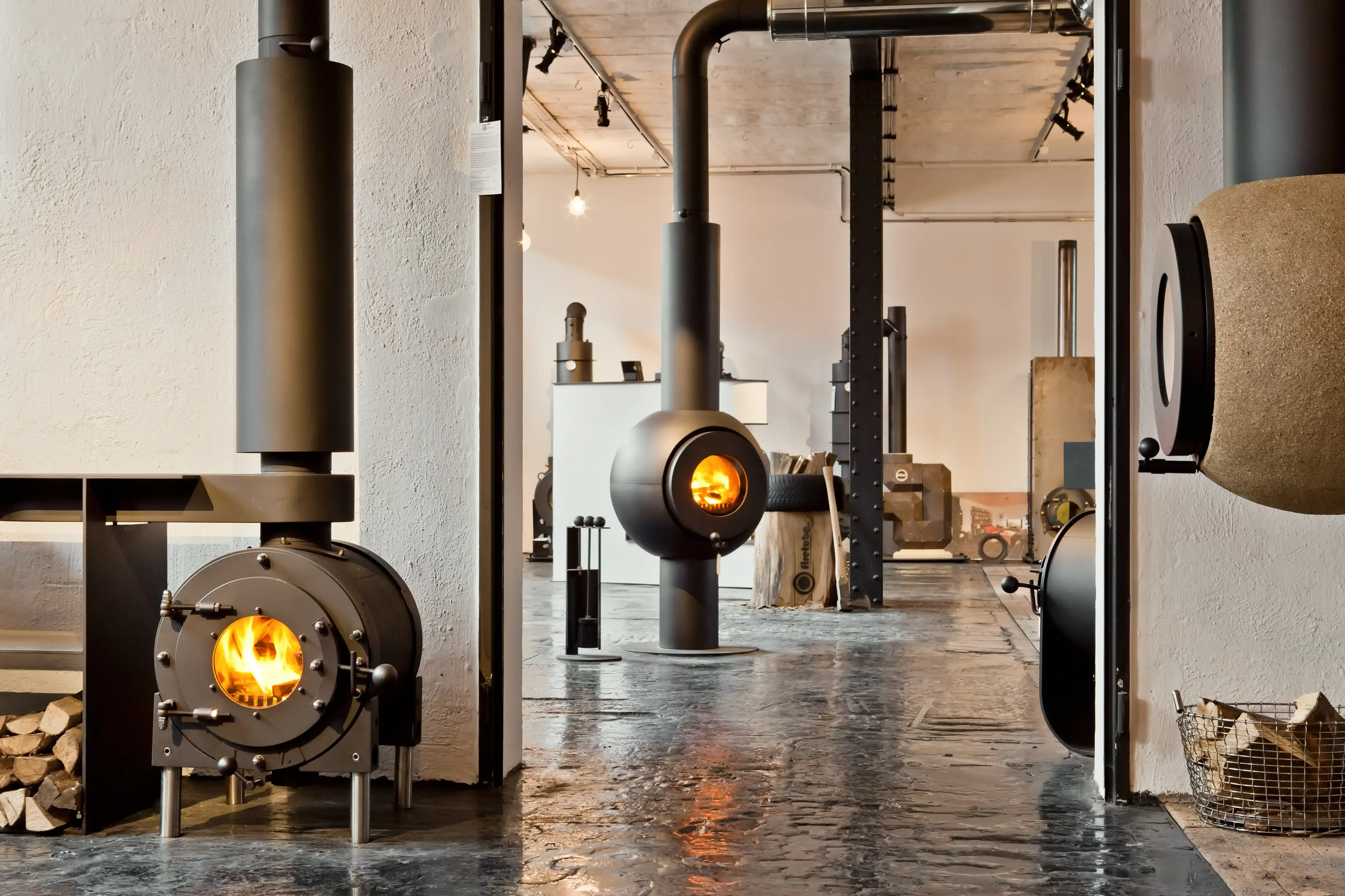 Firetube Öfen im Ausstellungsraum