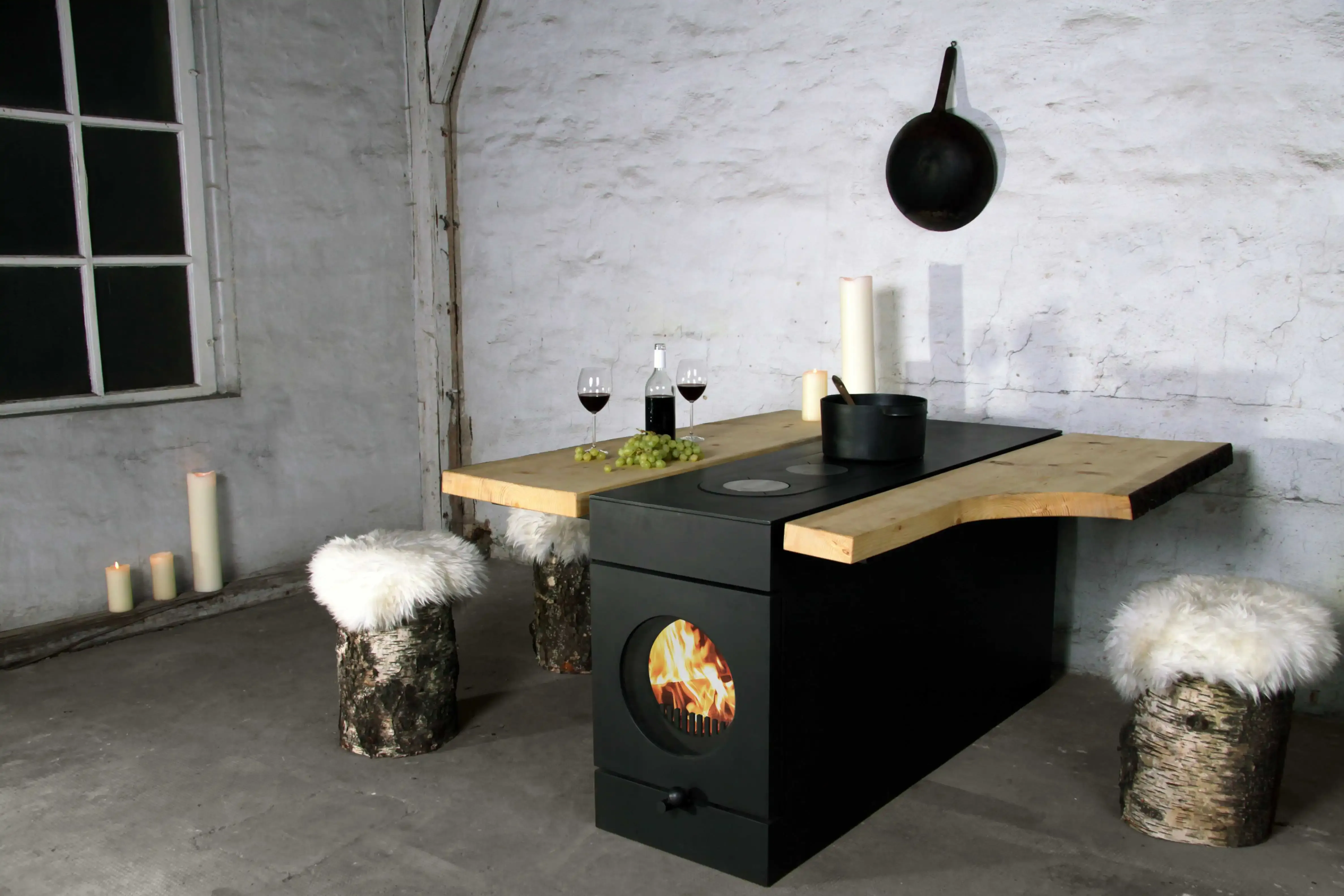 Firetube Ofen mit Kochstelle